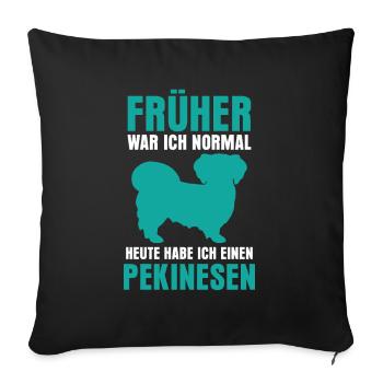 Pekinese früher normal Peking-Palasthund - Sofakissenbezug 45 x 45 cm - Schwarz - Vorne