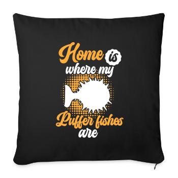 Le poisson-globe est ma maison Poisson-globe géant - Housse de coussin décorative 45 x 45 cm - noir - Devant