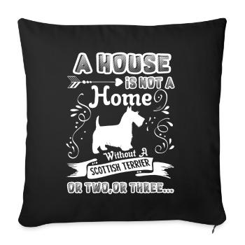 Scottish Terrier Home Without - Sofa pillowcase 17,3'' x 17,3'' (45 x 45 cm) - black - Front