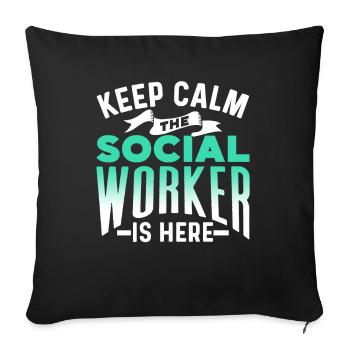 Restez calme le travailleur social est là Formation - Housse de coussin décorative 45 x 45 cm - noir - Devant