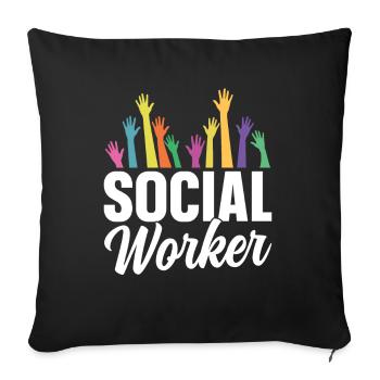 Travailleur social Travail social Profession de travailleur social - Housse de coussin décorative 45 x 45 cm - noir - Devant