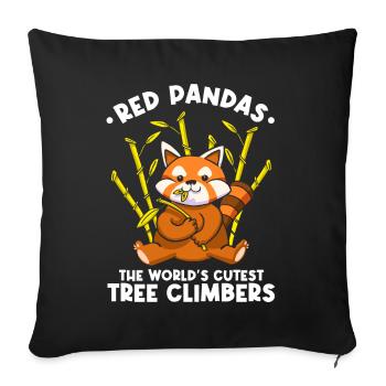 Panda roux Les grimpeurs d’arbres les plus mignons du monde - Housse de coussin décorative 45 x 45 cm - noir - Devant