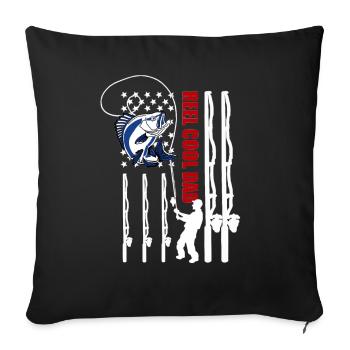 Angler Fishing Reuse Fishing Route Father's Day USA Fish - Sofa pillowcase 17,3'' x 17,3'' (45 x 45 cm) - black - Front