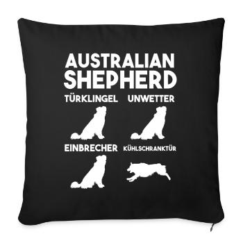 Hund Australian Shepherd - Sofakissenbezug 45 x 45 cm - Schwarz - Vorne