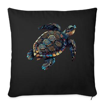 Geometric Turtle Colorful Abstract Rainbow - Sofa pillowcase 17,3'' x 17,3'' (45 x 45 cm) - black - Front