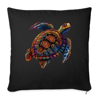 Geometric Turtle Colorful Abstract Rainbow - Sofa pillowcase 17,3'' x 17,3'' (45 x 45 cm) - black - Front
