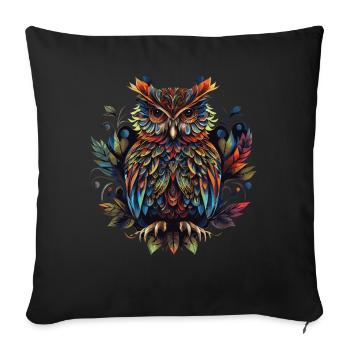 Geometric Owl Colorful Abstract Rainbow - Sofa pillowcase 17,3'' x 17,3'' (45 x 45 cm) - black - Front