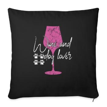 Amateurs de vin et de chiens - Housse de coussin décorative 45 x 45 cm - noir - Devant
