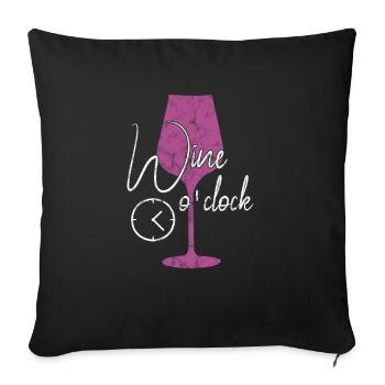 Wine time funny saying - Sofa pillowcase 17,3'' x 17,3'' (45 x 45 cm) - black - Front