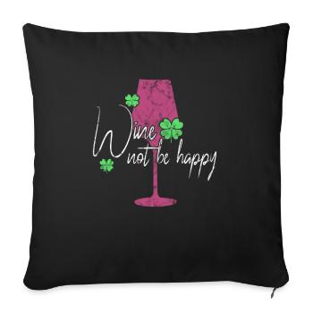Vin Bonheur Dire - Housse de coussin décorative 45 x 45 cm - noir - Devant