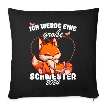 Ich Werde Eine Große Schwester 2024 - Sofakissenbezug 45 x 45 cm - Schwarz - Vorne