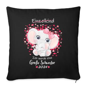 Ich Werde Eine Große Schwester 2024 - Sofakissenbezug 45 x 45 cm - Schwarz - Vorne