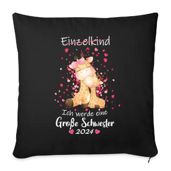 Ich Werde Eine Große Schwester 2024 - Sofakissenbezug 45 x 45 cm - Schwarz - Vorne