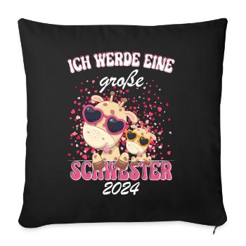 Ich Werde Eine Große Schwester 2024 - Sofakissenbezug 45 x 45 cm - Schwarz - Vorne