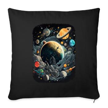 Space Weltraum Astronaut für Erwachsene - Sofakissenbezug 45 x 45 cm - Schwarz - Vorne