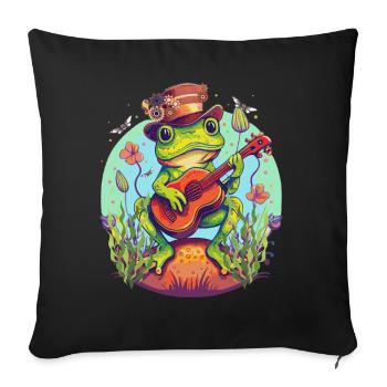 Cottagecore Steampunk Guitariste Frog Dark Academia - Housse de coussin décorative 45 x 45 cm - noir - Devant