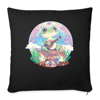 Toadstool Banjo Frog Pastel Academia Cottagecore A - Sofa pillowcase 17,3'' x 17,3'' (45 x 45 cm) - black - Front