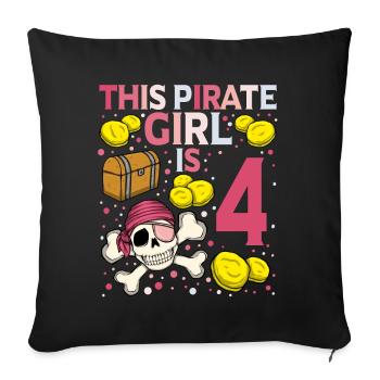 Skeleton This Pirate Is 4th Pirate Birthday - Sofa pillowcase 17,3'' x 17,3'' (45 x 45 cm) - black - Front
