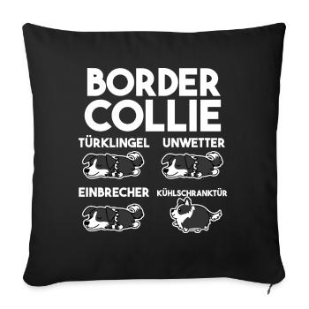 Hund Border Collie - Sofakissenbezug 45 x 45 cm - Schwarz - Vorne