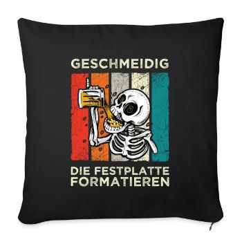 Geschmeidig Festplatte Formatieren Skelett Bier - Sofakissenbezug 45 x 45 cm - Schwarz - Vorne