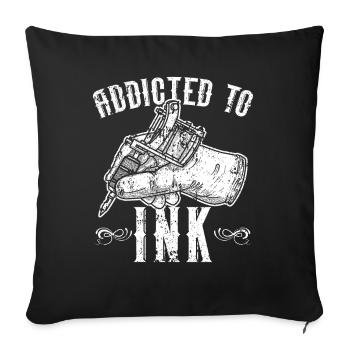 Addicted to Ink Tattoo Tattoo Tattoo - Sofa pillowcase 17,3'' x 17,3'' (45 x 45 cm) - black - Front