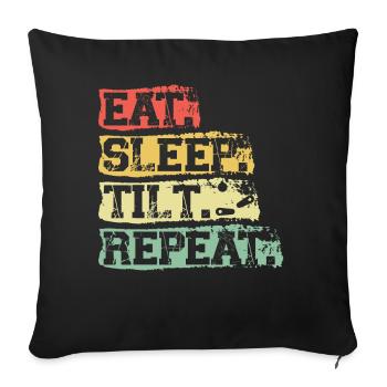 Eat. Sleep. Tilt. Repeat. -Pinball - Sofa pillowcase 17,3'' x 17,3'' (45 x 45 cm) - black - Front