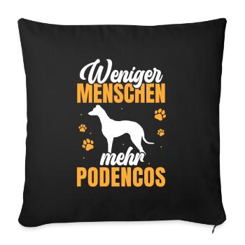 Mehr Podencos spanischer Windhund - Sofakissenbezug 45 x 45 cm - Schwarz - Vorne