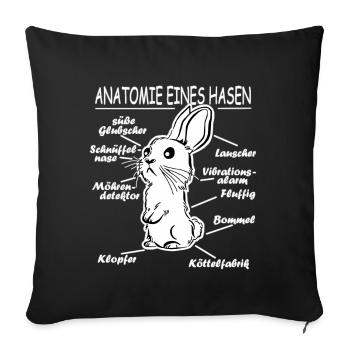 Hase Karnickel Ostern Kinder niedlich Hasenmama - Sofakissenbezug 45 x 45 cm - Schwarz - Vorne