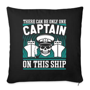 Capitaine Un seul capitaine sur ce bateau de navire - Housse de coussin décorative 45 x 45 cm - noir - Devant