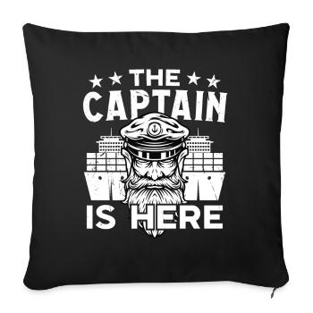 Capitaine Le capitaine est ici Bateau Bateau Navigation - Housse de coussin décorative 45 x 45 cm - noir - Devant