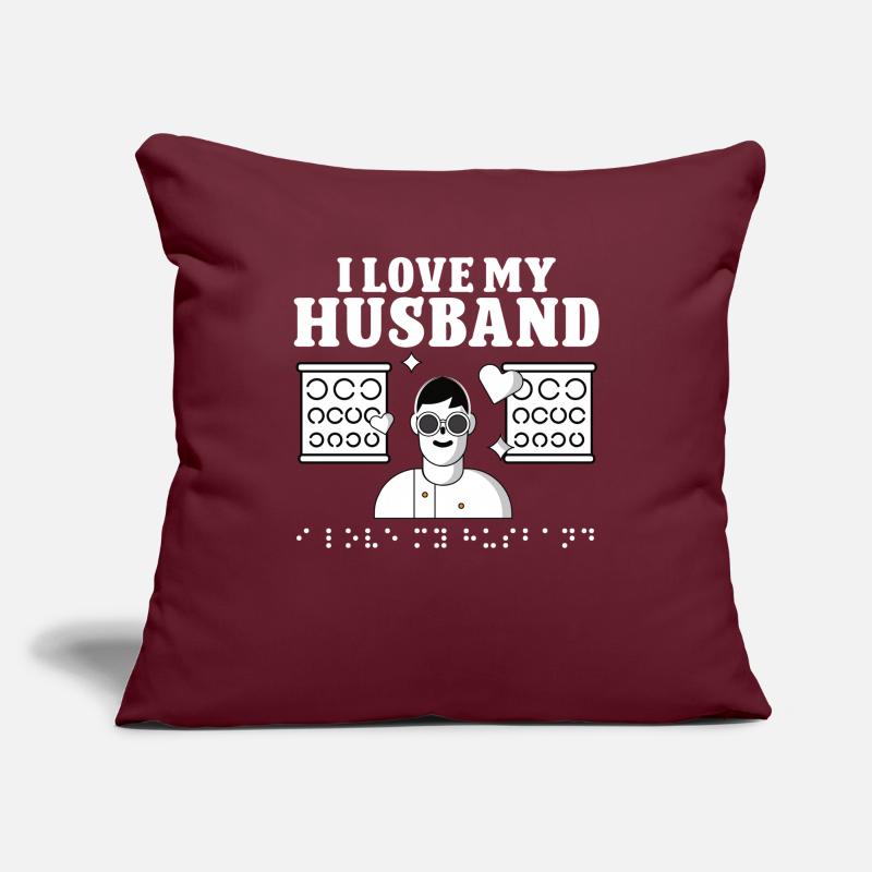 Blindheit J’aime mon mari Conscience de la cécité Housse de coussin décorative 45 x 45 cm