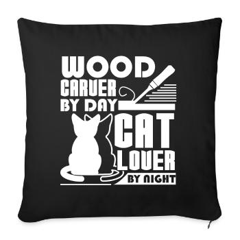 Wood Carving I'm A Wood Carver And Cat Lover - Sofa pillowcase 17,3'' x 17,3'' (45 x 45 cm) - black - Front