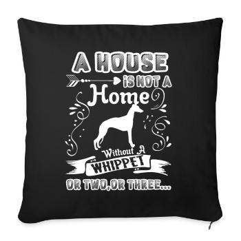 Whippet Home Without Whippet - Sofa pillowcase 17,3'' x 17,3'' (45 x 45 cm) - black - Front
