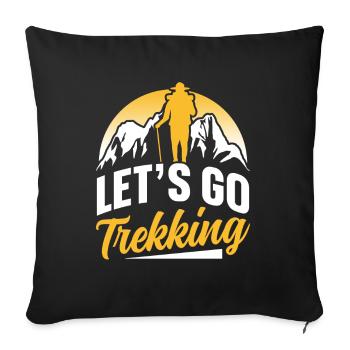 Partons trekking amateurs de randonnée randonneurs - Housse de coussin décorative 45 x 45 cm - noir - Devant