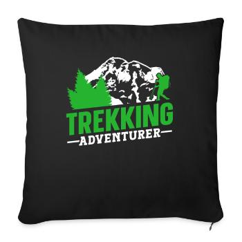 Trekking Aventurier Randonnée Randonneurs - Housse de coussin décorative 45 x 45 cm - noir - Devant