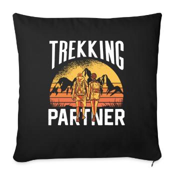 Trekking Partner Couple Hike Hikers - Sofa pillowcase 17,3'' x 17,3'' (45 x 45 cm) - black - Front