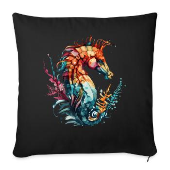 Watercolor Seahorse Colorful Sea Horse Lover - Sofakissenbezug 45 x 45 cm - Schwarz - Vorne