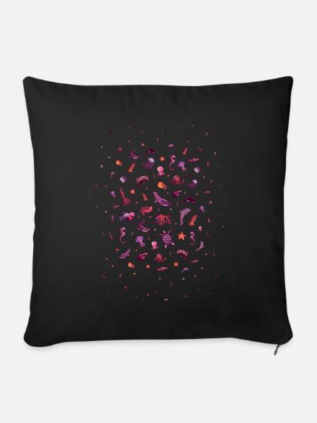 Fischliebhaber Wassertier - Sofakissenbezug 45 x 45 cm - Schwarz