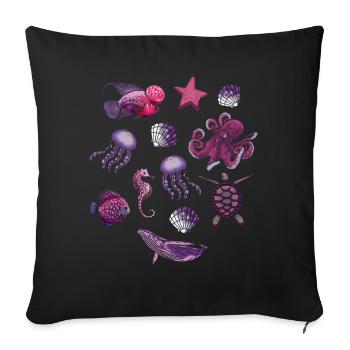 Animal marin Mer Sous l’eau - Housse de coussin décorative 45 x 45 cm - noir - Devant