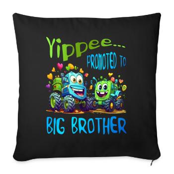 Big Brother Tractor and Dump Truck - Promoted to - Sofa pillowcase 17,3'' x 17,3'' (45 x 45 cm) - black - Front