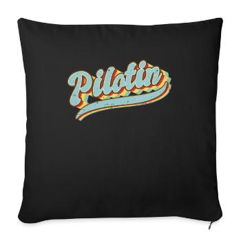 Flugzeug Vintage Pilotin - Sofakissenbezug 45 x 45 cm - Schwarz - Vorne