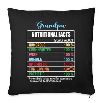 Grand-père Faits nutritionnels Fête des grands-parents drôle - Housse de coussin décorative 45 x 45 cm - noir - Devant