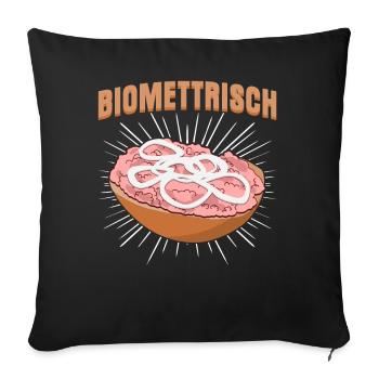 Mettbrötchen Biomettrisch Mettigel Mett - Sofakissenbezug 45 x 45 cm - Schwarz - Vorne