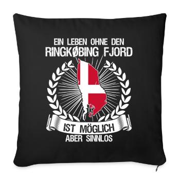 Urlaub in Dänemark am Ringkøbing - Sofakissenbezug 45 x 45 cm - Schwarz - Vorne