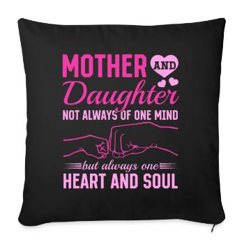 great Mother's Day saying - one heart and one soul. - Sofa pillowcase 17,3'' x 17,3'' (45 x 45 cm) - black - Front