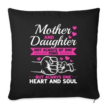 great Mother's Day saying - one heart and one soul. - Sofa pillowcase 17,3'' x 17,3'' (45 x 45 cm) - black - Front