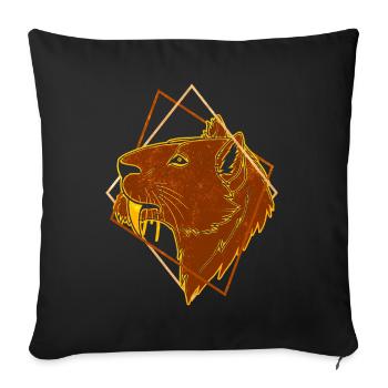 Saber-toothed tiger - Sofa pillowcase 17,3'' x 17,3'' (45 x 45 cm) - black - Front