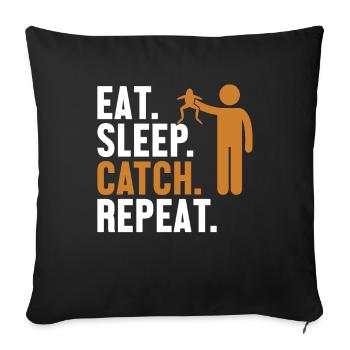 Eat Sleep Catch Repeat Tadpole Tree Frog - Sofa pillowcase 17,3'' x 17,3'' (45 x 45 cm) - black - Front