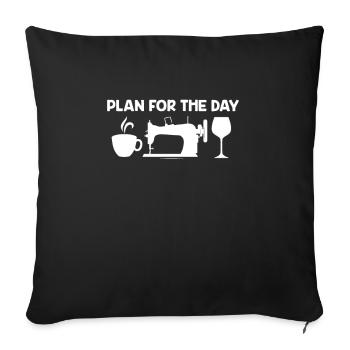 Café Cousue Caféine Couturière Espresso Cadeau - Housse de coussin décorative 45 x 45 cm - noir - Devant