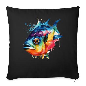 Watercolor Piranha Colorful Freshwater Fishing Out - Sofa pillowcase 17,3'' x 17,3'' (45 x 45 cm) - black - Front